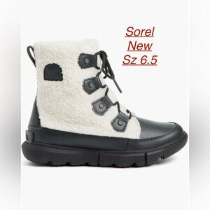 SOREL NEW SZ 6.5 Explorer II Joan Insulated Lace-Up Boot (Women) black / white